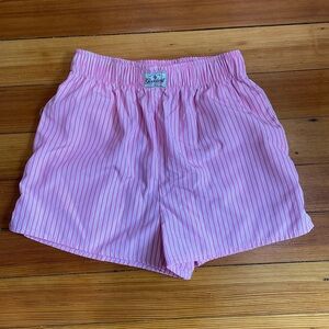 Goodwill brand, S, pink and white striped boxer shorts with cinched waste